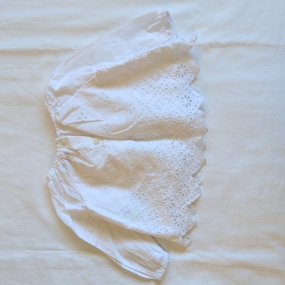 babyGap white cotton eyelet long sleeve swing blouse 3-6 months baby girl - Picture 6 of 7